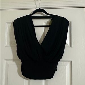Spoon Jeans crop top pleated top Black